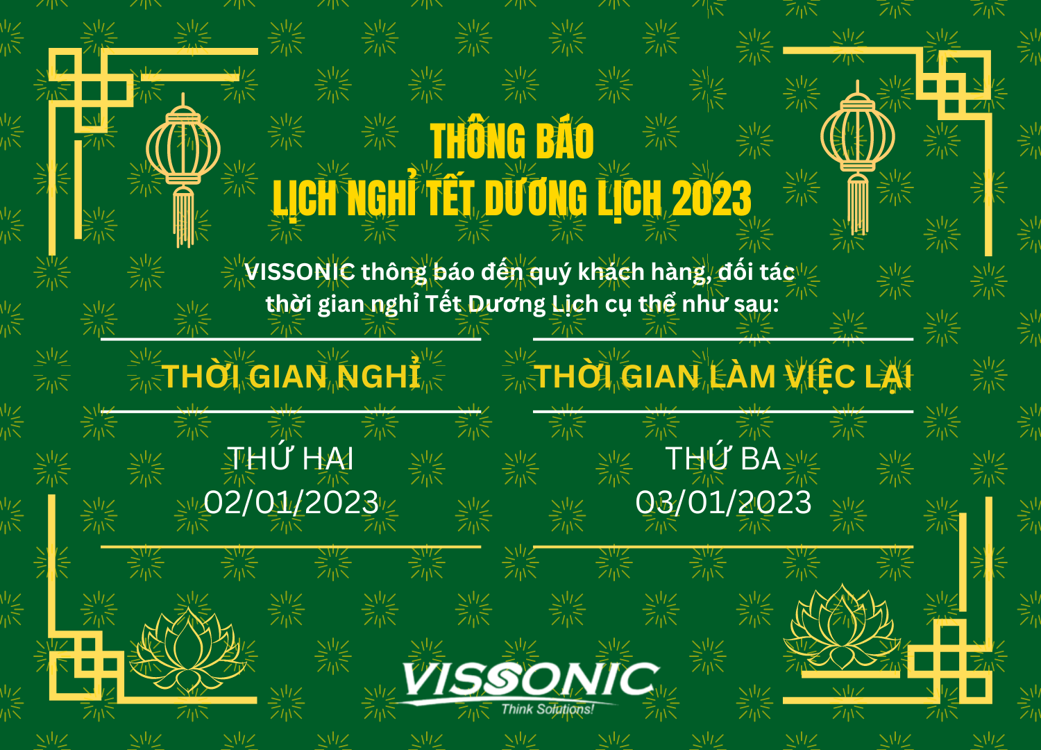 Thông Báo Lịch Nghỉ Tết Dương Lịch 2023