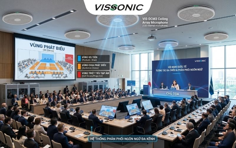 Kỹ thuật chia vùng pickup âm thanh cho phòng họp lớn