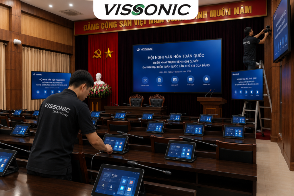 Đội ngũ lắp đặt phòng họp của Vissonic
