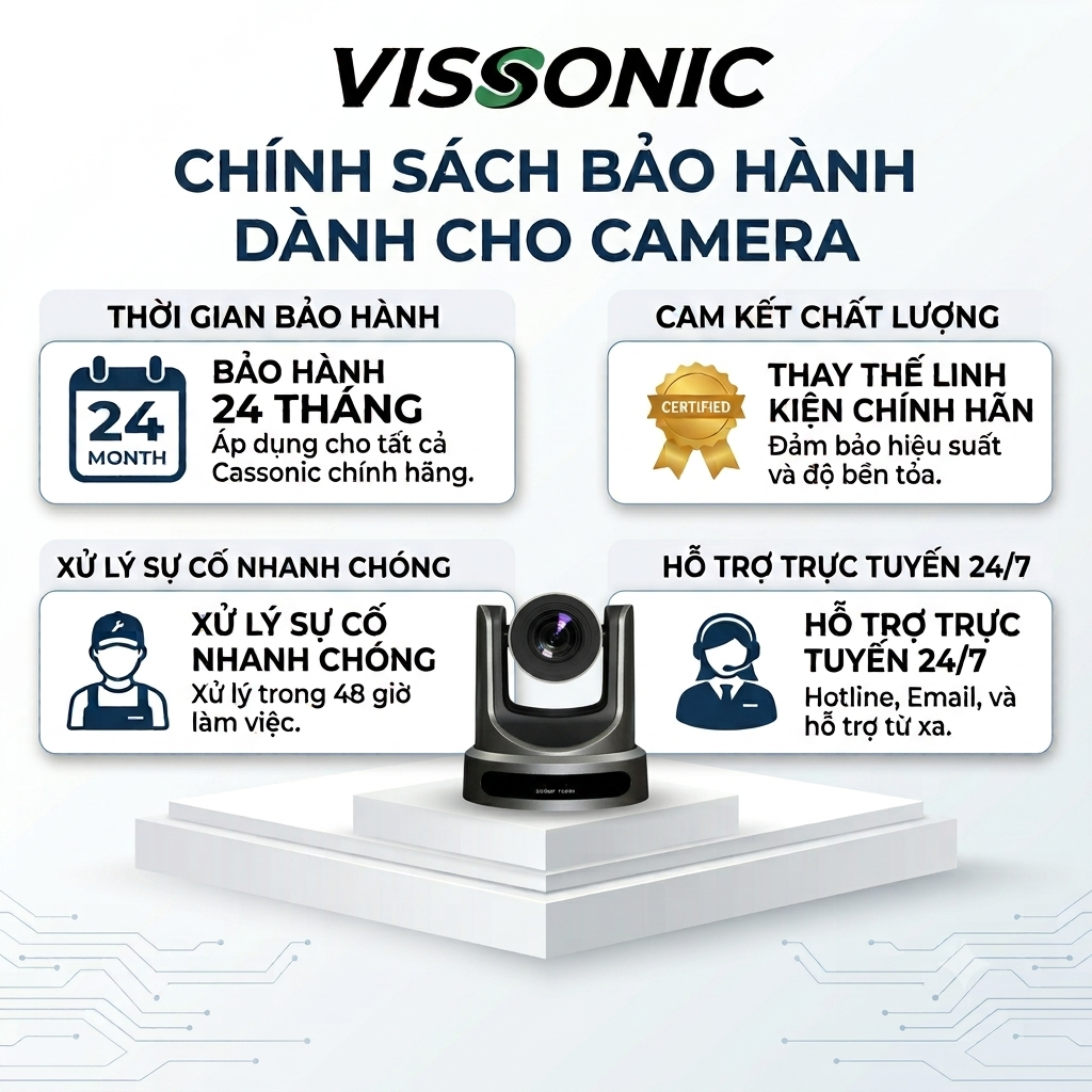 Chính sách bảo hành dành cho camera họp trực tuyến của Vissonic