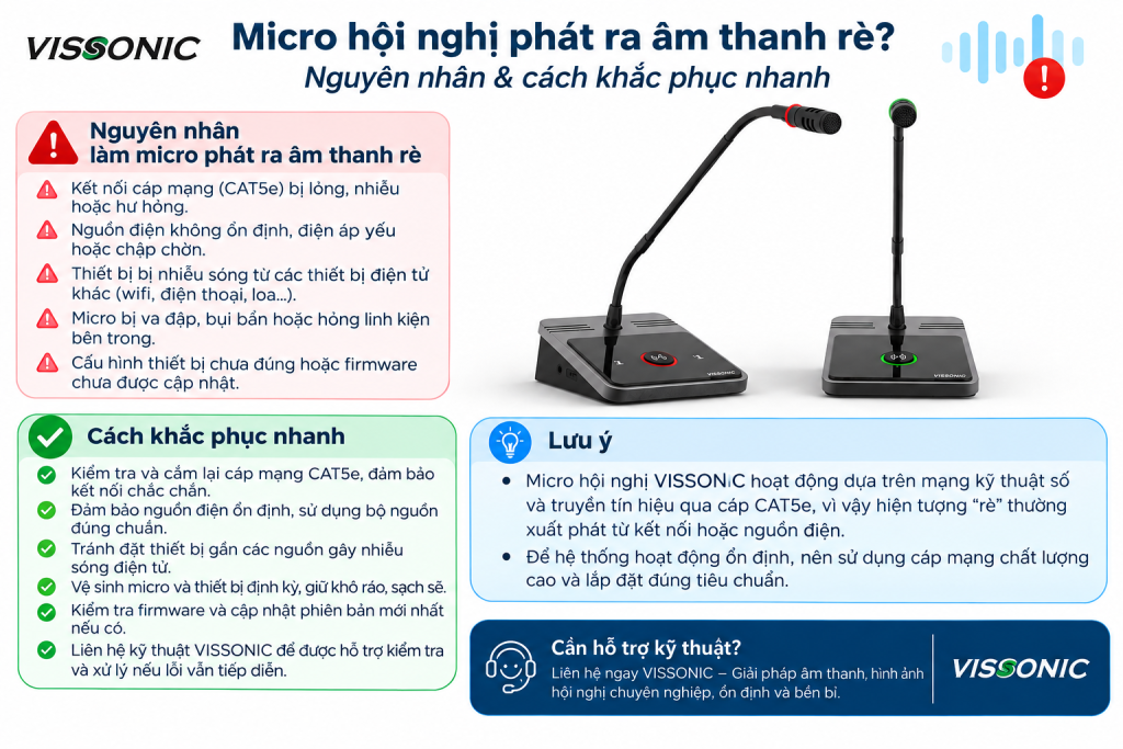 Micro hội nghị phát ra âm thanh rè