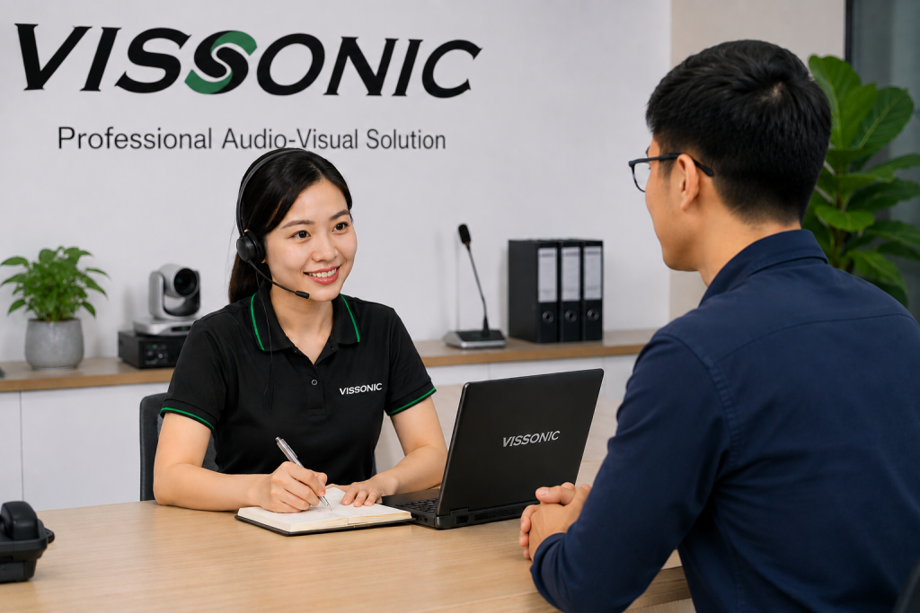 Nhân viên tiếp nhận sự cố camera họp trực tuyến