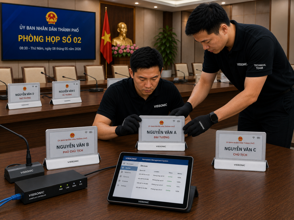 Thay thế thiết bị bảng điện tử VIS-NP10-W trước cuộc họp