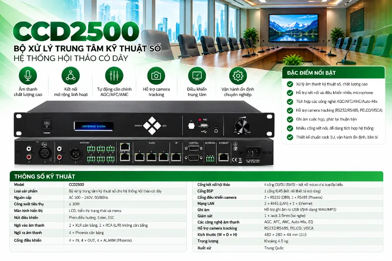 Bộ điều khiển trung tâm hội thảo VIS-CCD2500