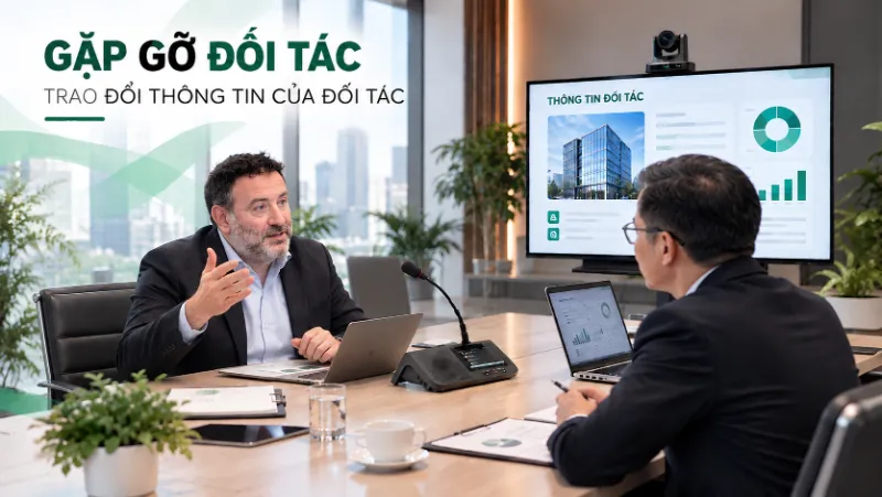 Gặp gỡ đối tác trao đổi thông tin của đối tác