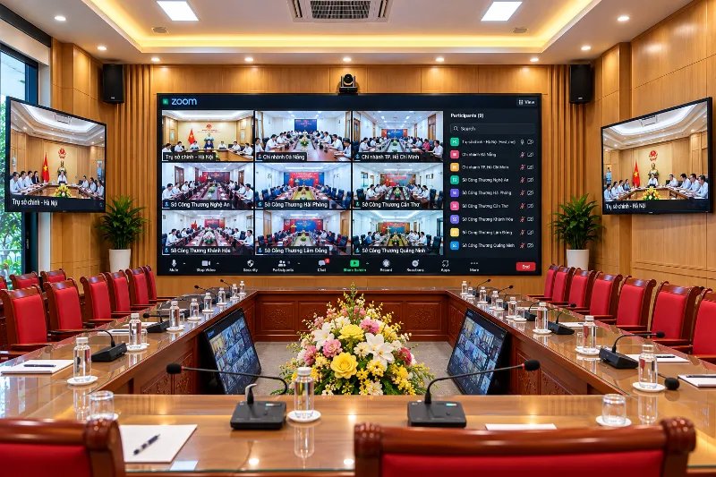 Phòng họp hội nghị truyền hình qua phần mềm zoom